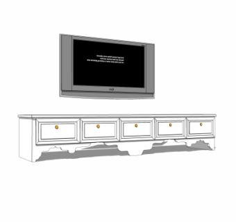 简欧电视柜su模型