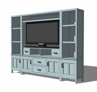 美式实木装饰柜su模型