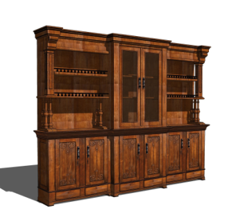 美式实木装饰柜su模型