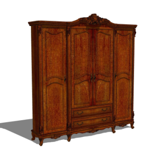 欧式实木衣柜su模型
