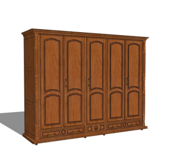美式实木衣柜su模型