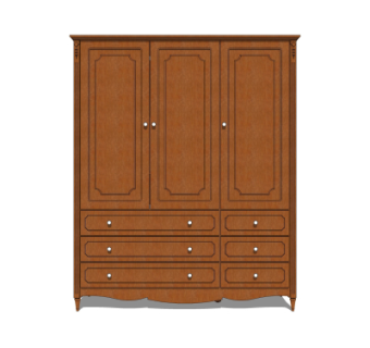 中式实木衣柜su模型