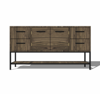 现代实木边柜su模型