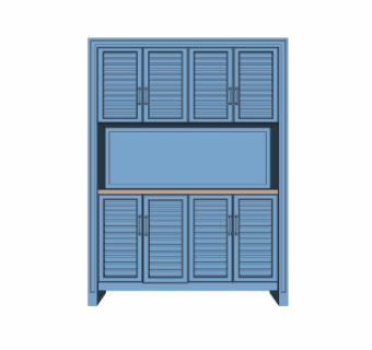 美式百叶装饰柜su模型