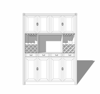 欧式白色酒柜su模型