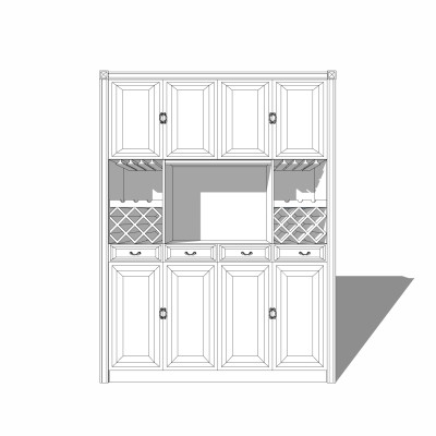 欧式白色酒柜su模型