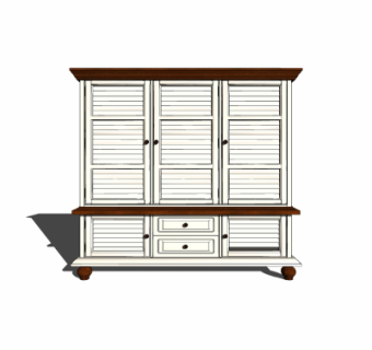 美式百叶衣柜su模型