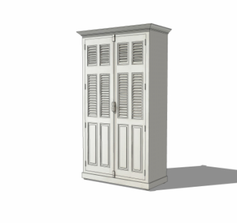 美式百叶衣柜su模型