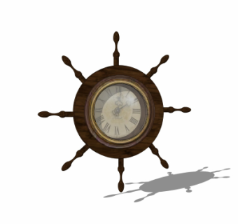 欧式船舵挂钟su模型