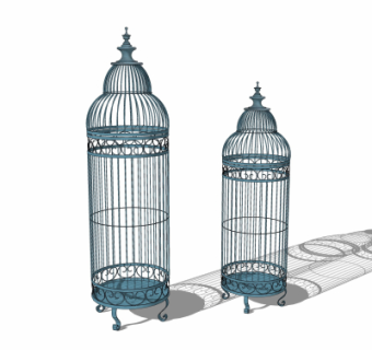 欧式鸟笼摆件su模型