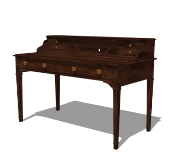 中式实木书桌su模型