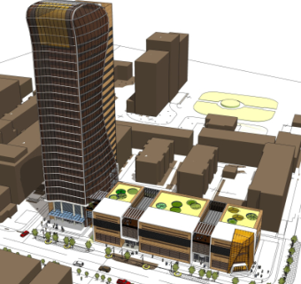 现代城市建筑鸟瞰su模型