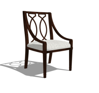 简欧实木单椅su模型