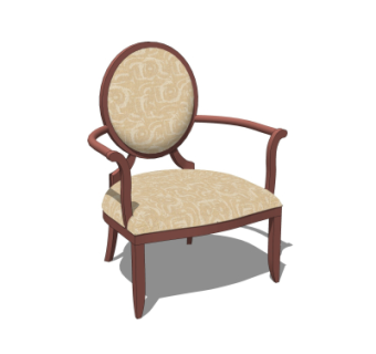 美式实木单椅su模型