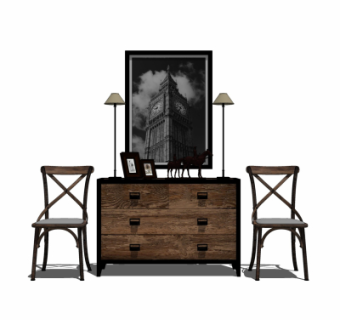 工业风斗柜su模型