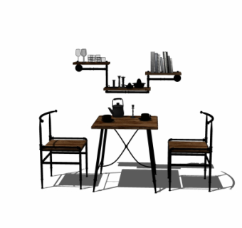 工业风休闲桌椅组合su模型