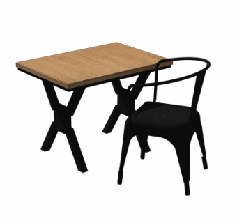 工业风书桌椅su模型