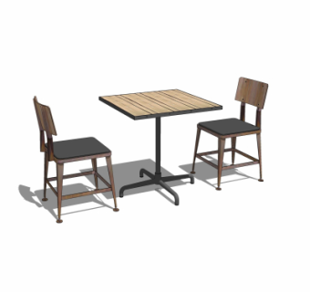 工业风休闲桌椅su模型