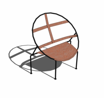 工业风户外休闲椅su模型