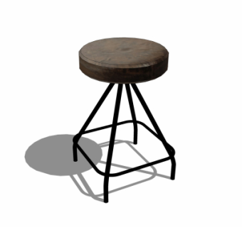 工业风铁艺凳子su模型