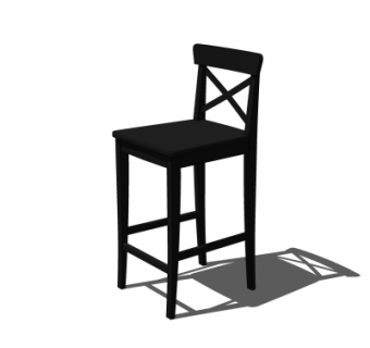 工业风实木吧台椅su模型