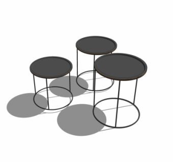 工业风铁艺圆几su模型