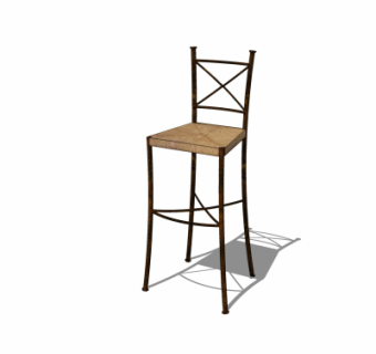 工业风铁艺吧台椅su模型