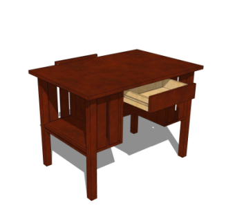现代实木书桌su模型