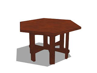 <em>中式</em>实木餐桌su模型