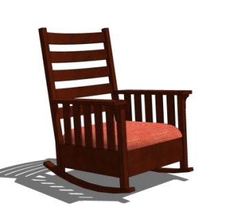 中式实木摇椅户外椅su模型