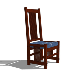中式实木单椅su模型
