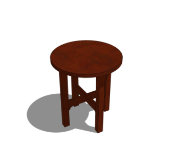 中式实木圆几su模型