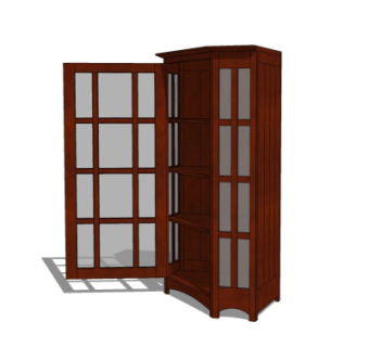 中式实木角柜装饰柜su模型