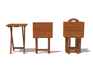 中式实木折叠桌su模型