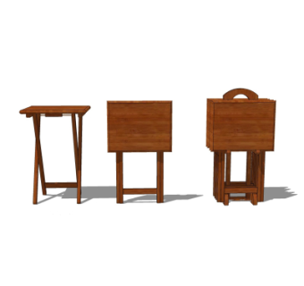 中式实木折叠桌su模型