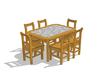 <em>中式</em>实木<em>餐桌</em>椅su模型