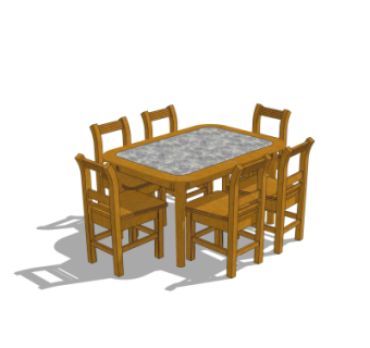 中式实木餐桌椅su模型