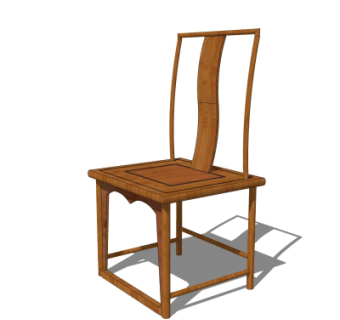 中式实木单椅su模型