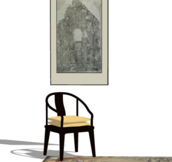 中式实木圈椅su模型