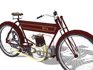 欧式复古自行车su模型