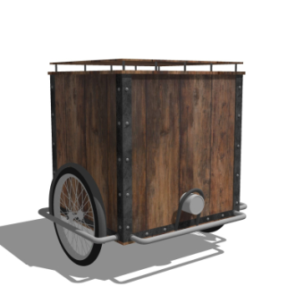 工业风实木小推车su模型