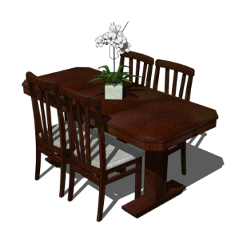 中式实木餐桌椅su模型