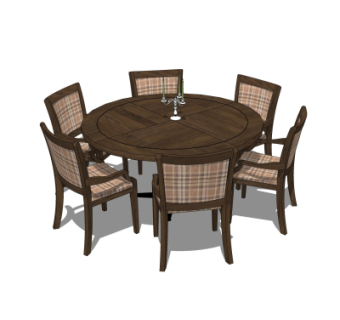 现代实木餐桌椅su模型