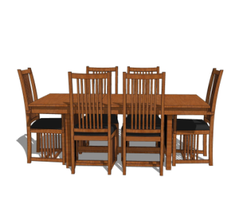 现代实木餐桌椅su模型