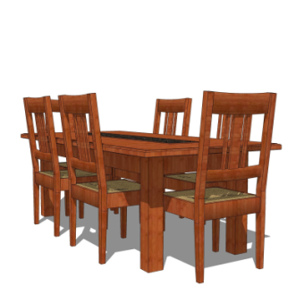 现代实木餐桌椅su模型