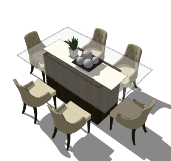 现代简约餐桌椅su模型