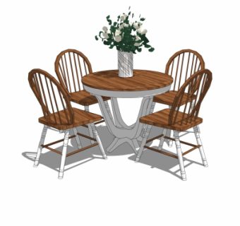 美式休闲桌椅su模型