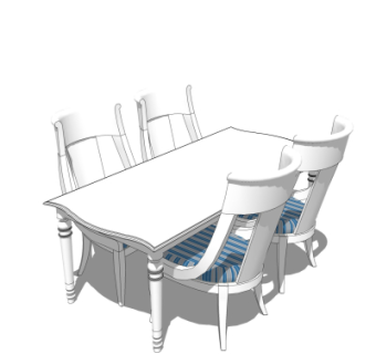 美式餐桌椅su模型