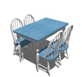 美式餐桌椅su模型