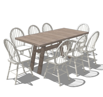 美式餐桌椅su模型